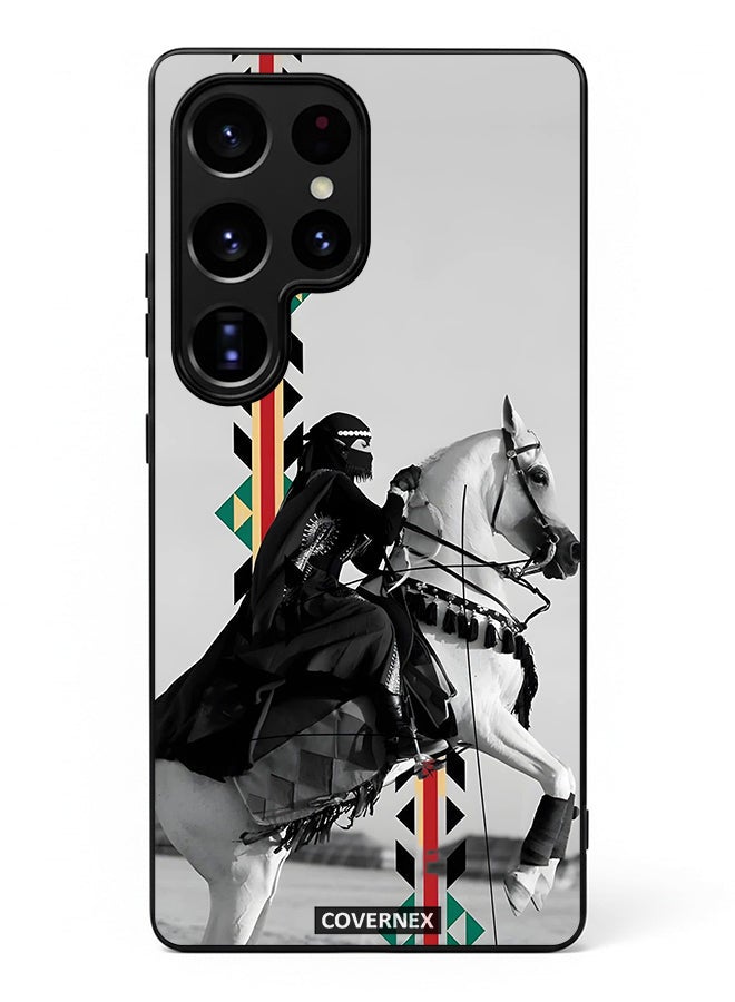 Covernex Samsung Galaxy S25 Ultra Protective Case Cover Printed Featuring Woman on Horseback with Sadu Accents - Image 2